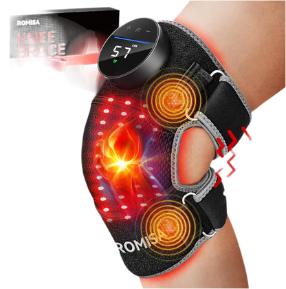 Red Light Therapy Knee Brace&Vibration Knee Massage for Pain Relief, 660Nm&850Nm Rechargeable near Infrared Light Therapy Device for Knee/Elbow/Shoulder Faster Recovery for Cordless Use