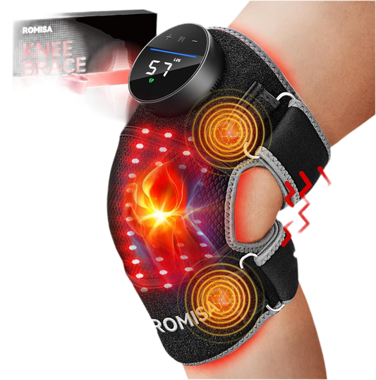 Red Light Therapy Knee Brace&Vibration Knee Massage for Pain Relief, 660Nm&850Nm Rechargeable near Infrared Light Therapy Device for Knee/Elbow/Shoulder Faster Recovery for Cordless Use